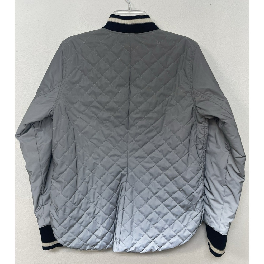 Athleta Reflective Black Silver Reversible Jacket Quilted Size Lg Athletic Track - Picture 4 of 16